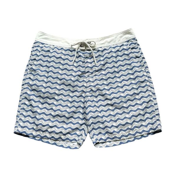 🔃Gap Men’s Blue Zig Zag Pattern Board Shorts Swim Trunks - Picture 1 of 8